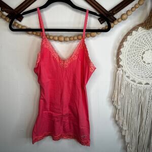 Vintage Hollister Made in Vietnam Stretch Lace Trim Pink Cami